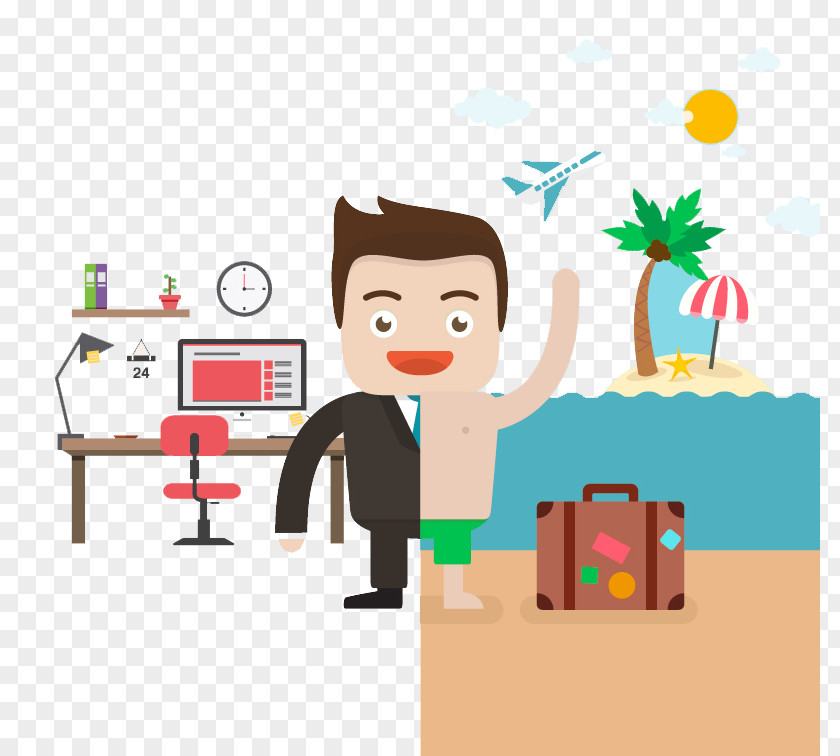Holiday And Business Man Vector Work Vacation Illustration PNG