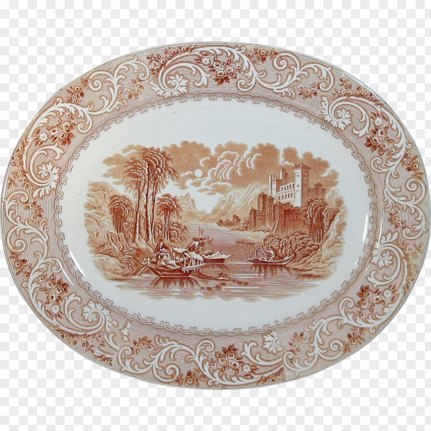 Plate Brown-Westhead, Moore & Co Porcelain Ceramic Transferware PNG
