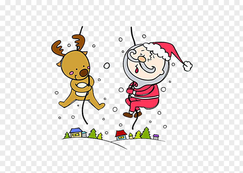 The Old Man Climbing Rope Rudolph Santa Claus Christmas Reindeer PNG
