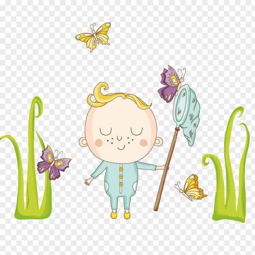 Cartoon Boy And Butterfly Royalty-free Illustration PNG
