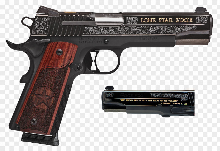 Engraved Texas SIG Sauer 1911 M1911 Pistol MEU(SOC) PNG