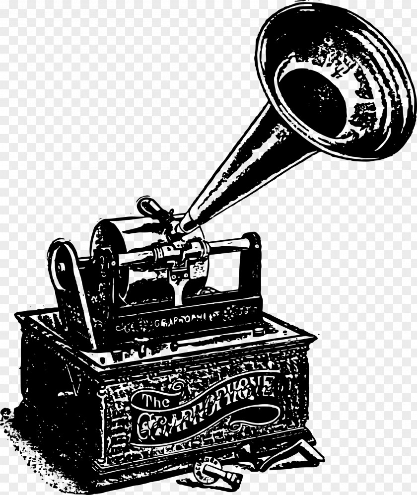 Gramophone Phonograph Record Black And White Clip Art PNG