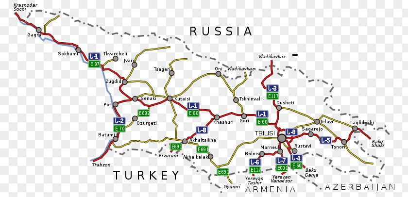 Road Map Roads In Georgia European Route E06 International E-road Network PNG