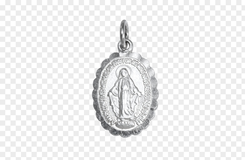 Sterling Silver Medal Miraculous Locket Earring PNG