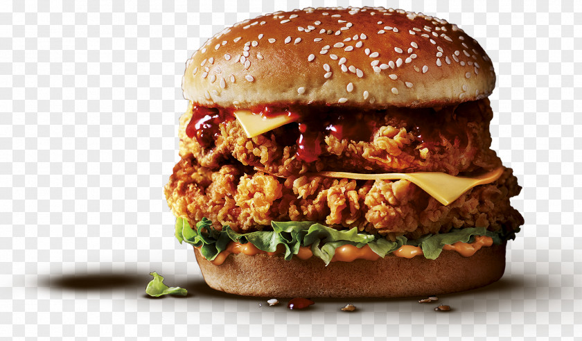 Zinger Burger KFC Chicken Sandwich Cheeseburger Fast Food Fried PNG