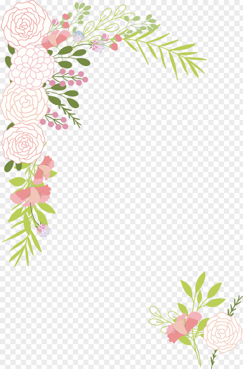 Romantic Pink Camellia Border Wedding Invitation Download PNG