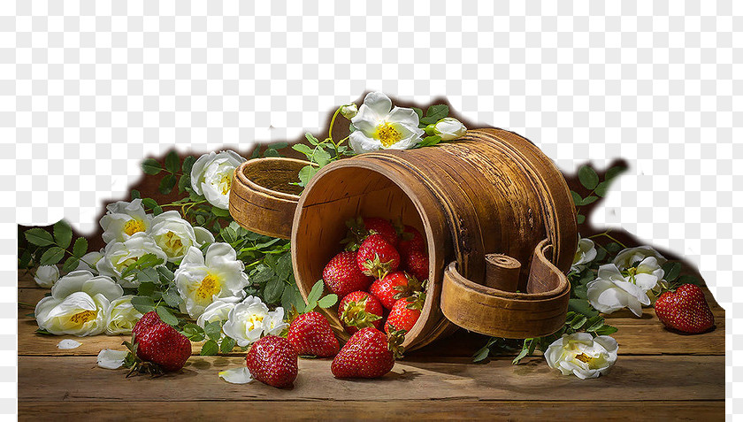 Strawberry Still Life Mosaic Art Photography PNG