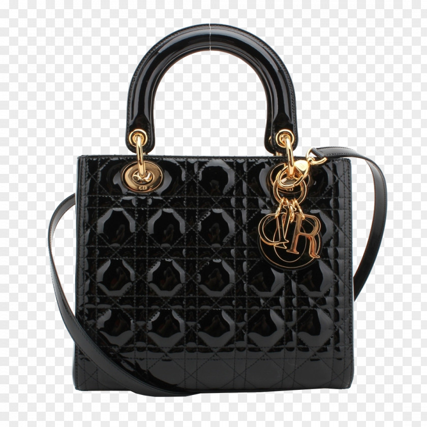 DIOR Black Patent Leather Bag Diana Chanel Handbag Lady Dior Christian SE PNG