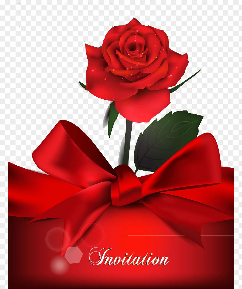 Exquisite Ribbon Roses Invitation Card Wedding Rose PNG