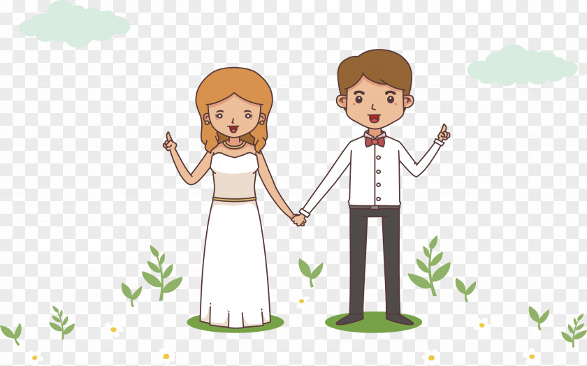 Hand-painted Cartoon Romantic Wedding Invitation Marriage PNG