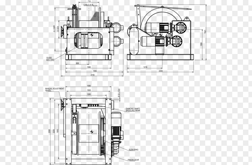 Table Technical Drawing Winch Wciągarka PNG