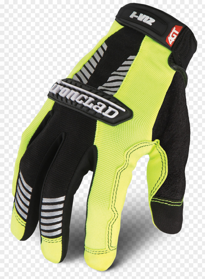 Vis With Green Back Cycling Glove High-visibility Clothing Leather PNG