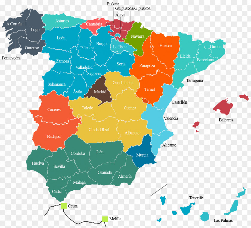 Map Spain Mapa Polityczna PNG
