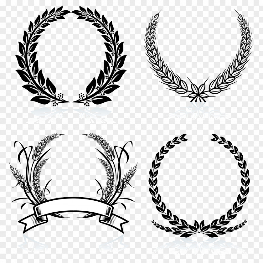 Black And White Wheat Border Laurel Wreath Bay Stock Photography Clip Art PNG