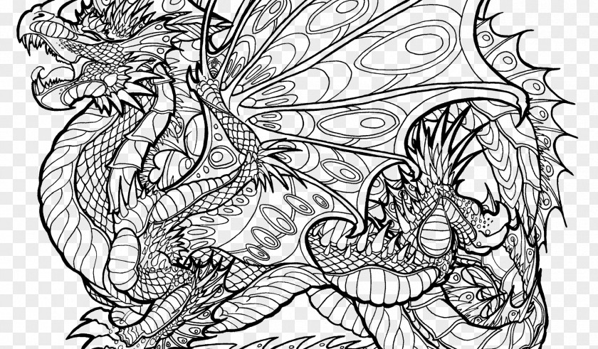 Dragon Coloring Book Colouring Pages Chinese Adult PNG
