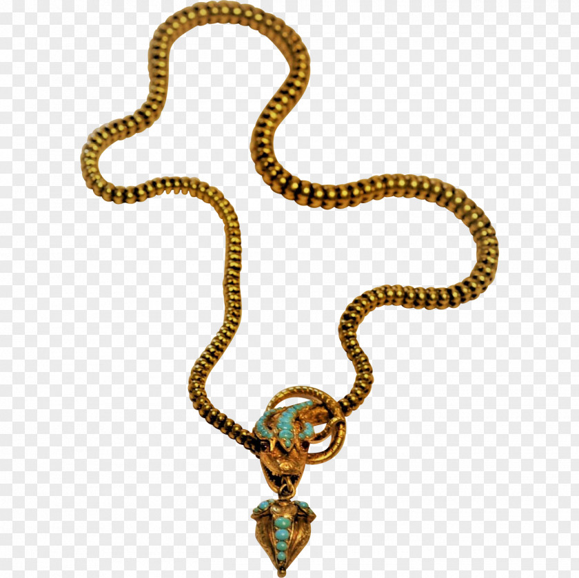 Necklace Locket Turquoise Cabochon Antique PNG
