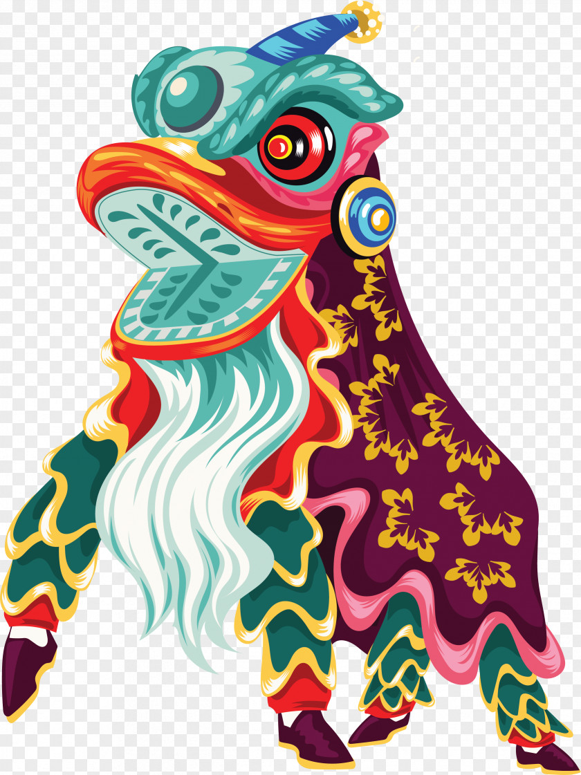 Vector Illustration Chinese Traditional Lion Clip Dance Budaya Tionghoa New Year PNG