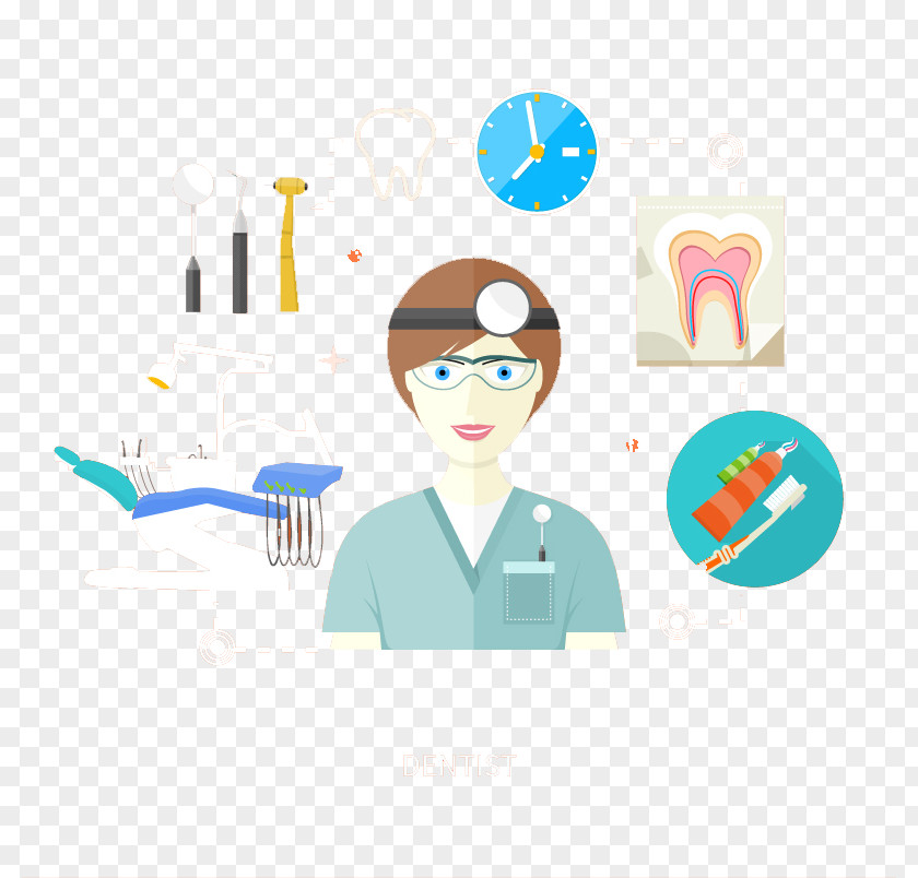 Creative Dentist And Treatment Tools Vector Material Dentistry Clip Art PNG