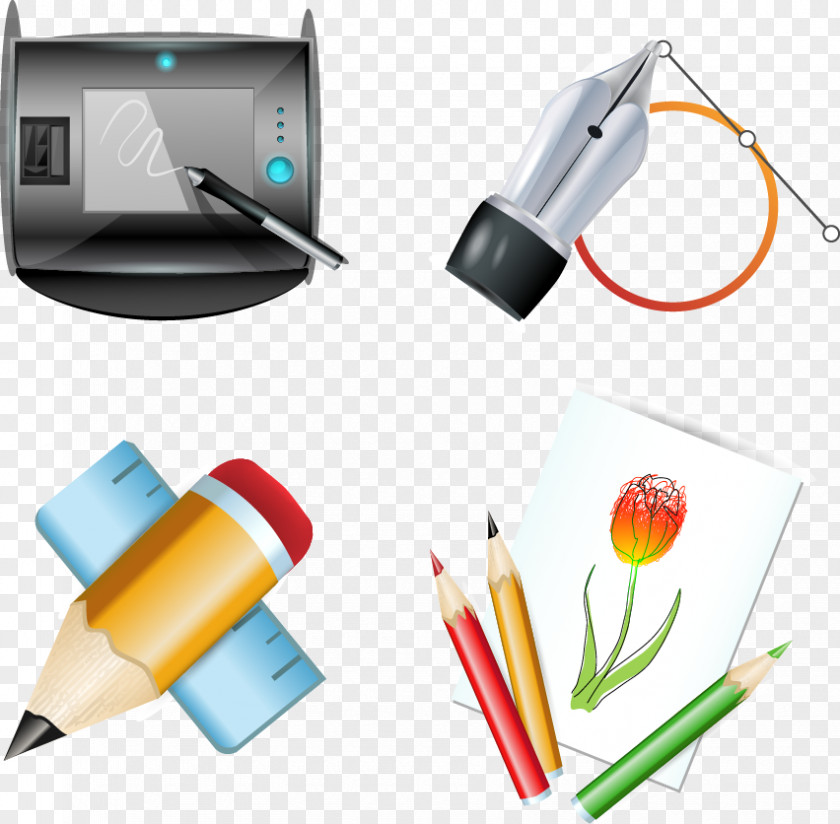 Vector Pen Colored Pencil Office Supplies Icon PNG