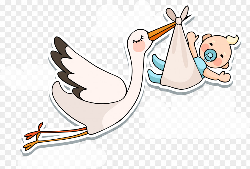 Vector Baby Is Coming White Stork Infant Shower PNG