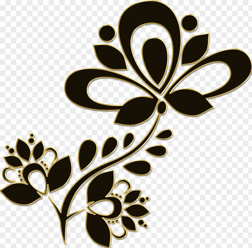 Golden Flower Black And White Monochrome Photography Painting Clip Art PNG