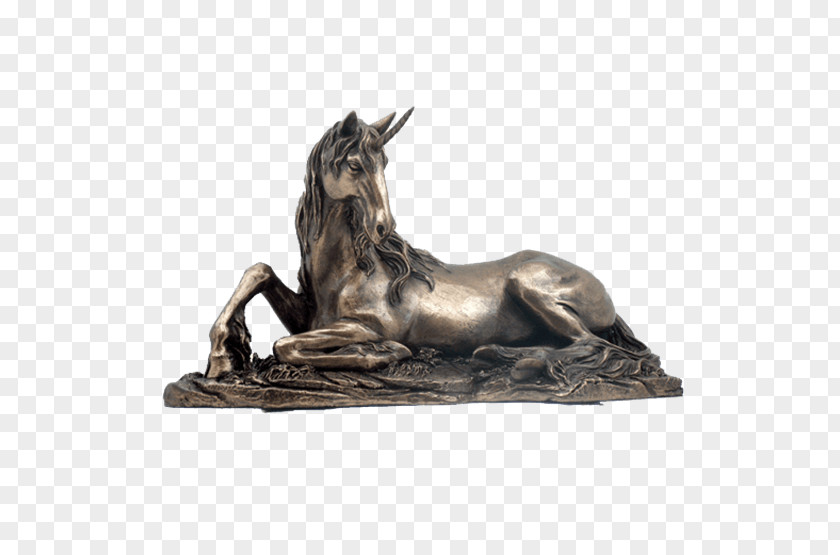 Unicorn Head Bronze Sculpture Statue Figurine Bust PNG