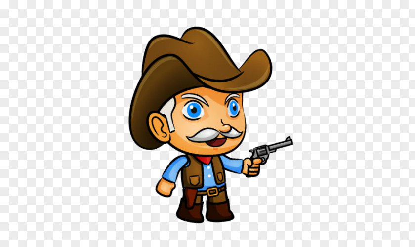 Western Style American Frontier Cowboy Animation Clip Art PNG
