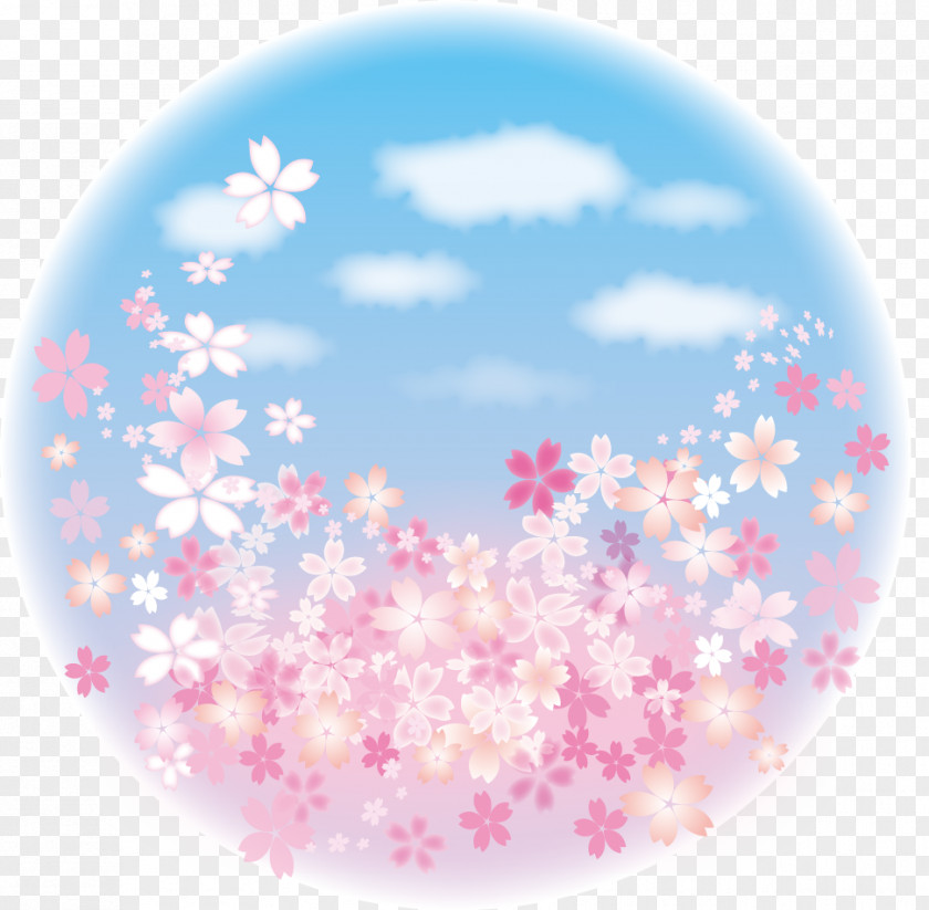 Cherry Blossom In Blue Sky. PNG
