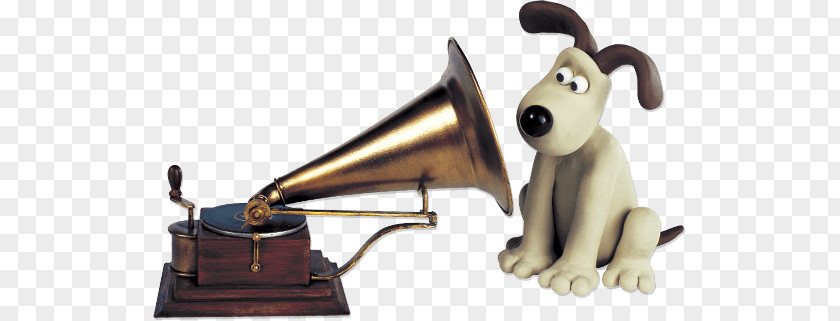 Gromit Listening To Music HMV PNG HMV, brown gramophone and beige dog illustration clipart PNG
