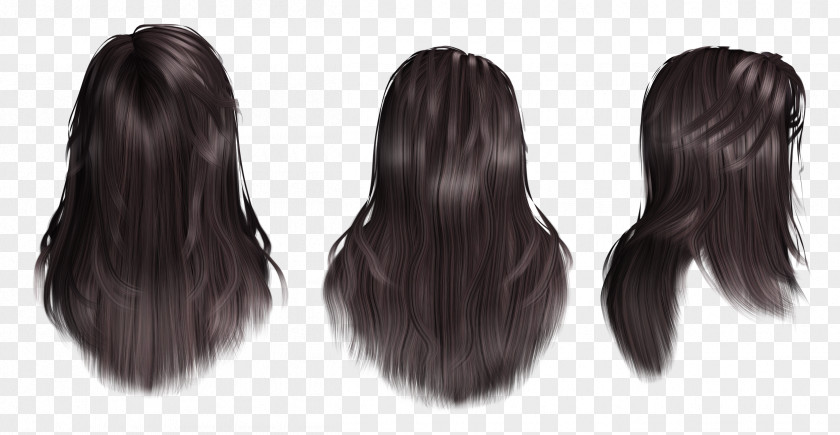 Hair Hairstyle Wig Black Long PNG