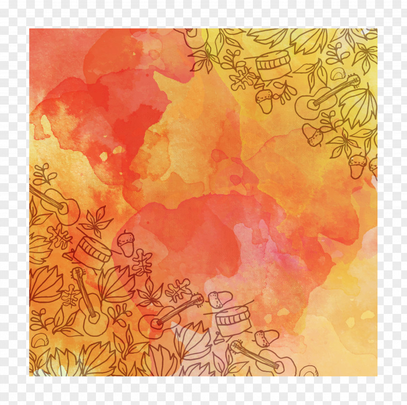 Hand-painted Cartoon Autumn Background Download Drawing Computer File PNG
