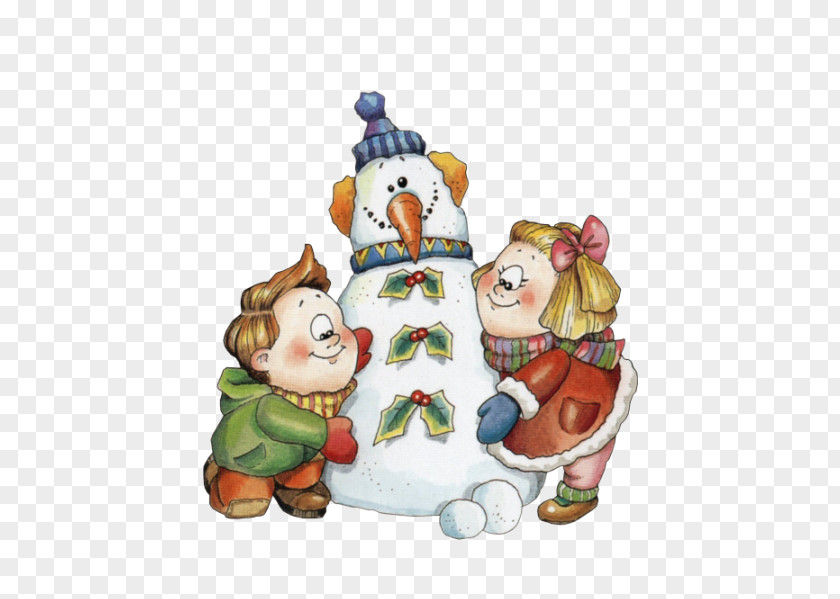 Snowman Holding Children Child New Year Winter PNG