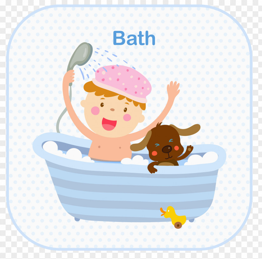 The Child Took A Bath With Dog Bathing Bathtub Shower PNG