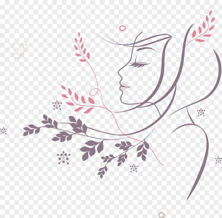 Beauty Vector Woman Flower Clip Art PNG