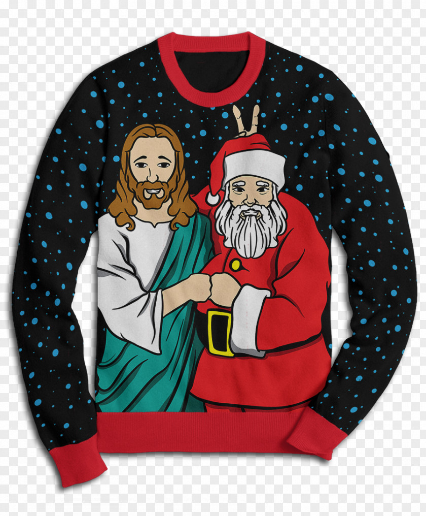Tshirt T-shirt Christmas Jumper Sweater Santa Claus Hoodie (M) PNG