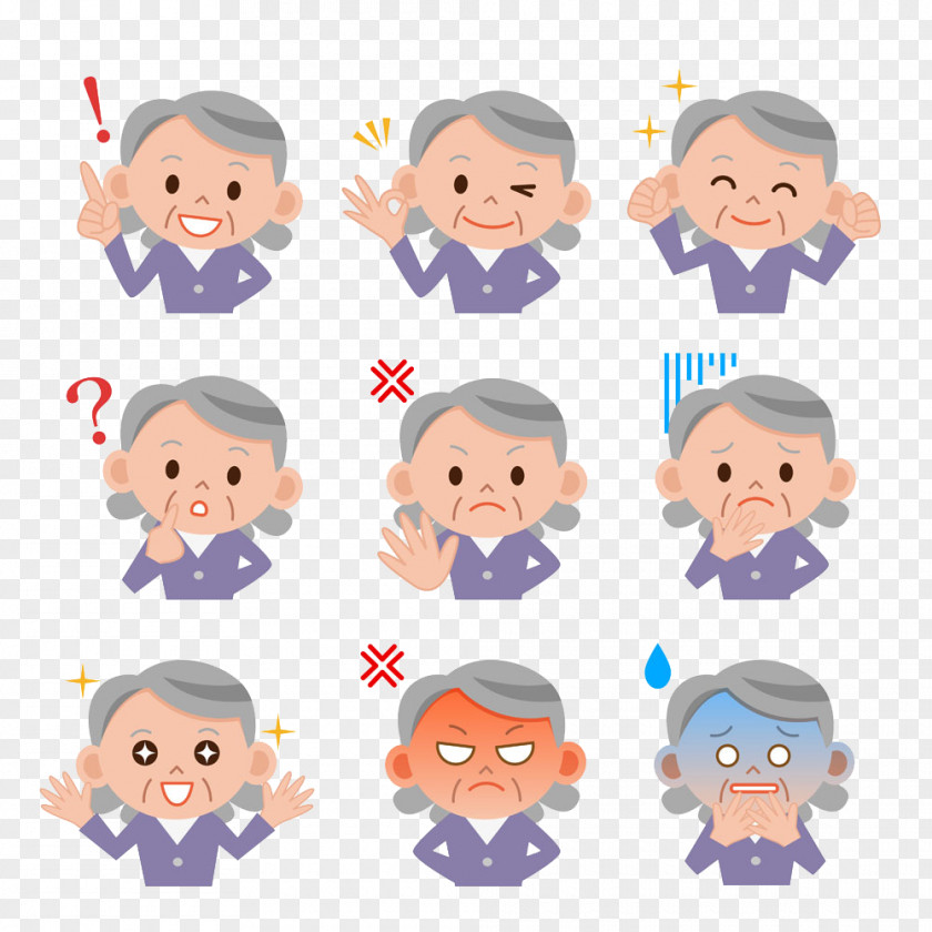 Grandma Expression Package Woman Emotion Photography Royalty-free Illustration PNG