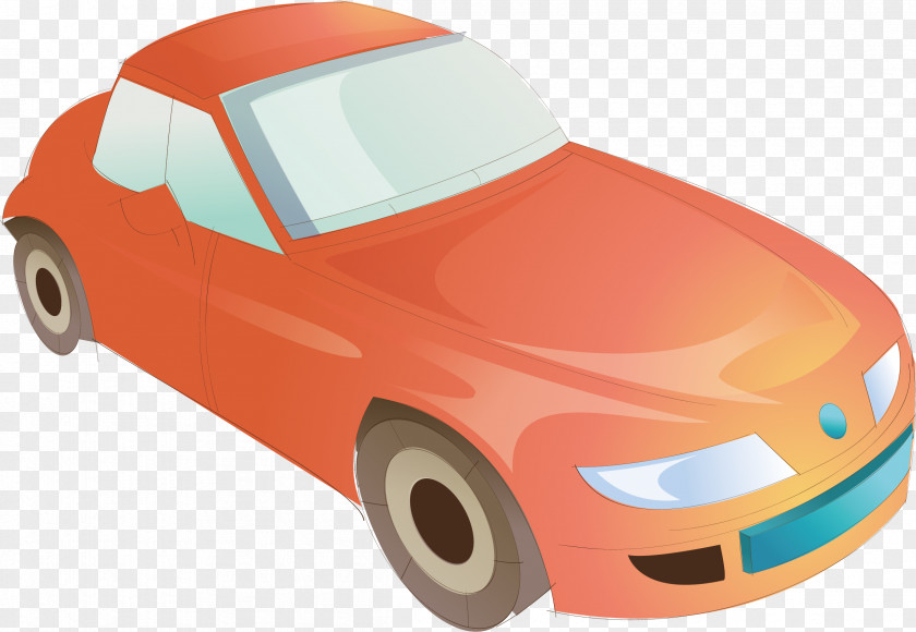Hand-painted Cartoon Car Material Automotive Design PNG