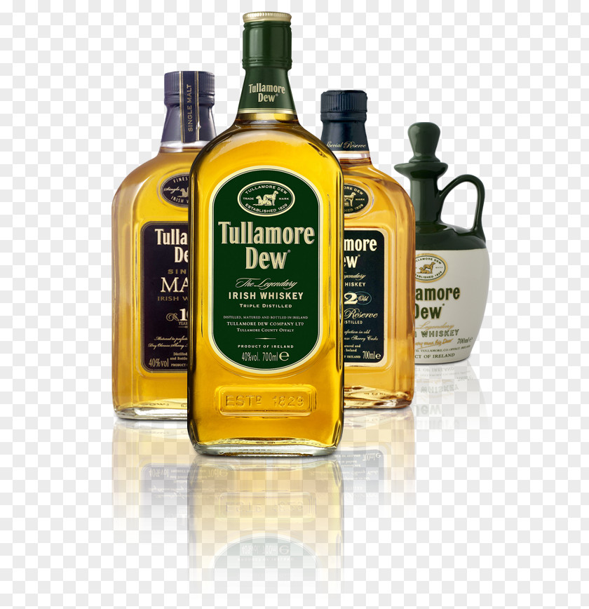 Tullamore Dew Irish Whiskey Label Liqueur 70cl Glass Bottle PNG