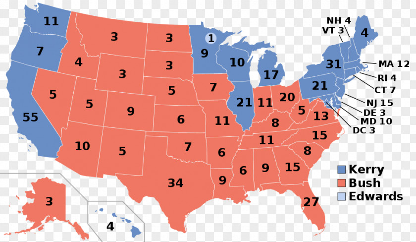United States Presidential Election, 2000 2004 2012 Electoral College PNG