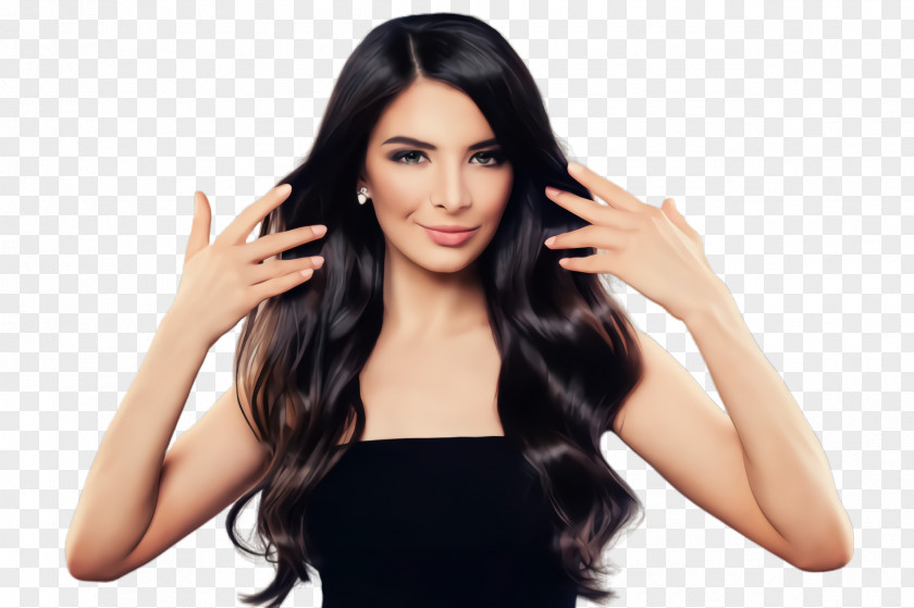 Wig Eyebrow Hair Face Black Hairstyle Long PNG