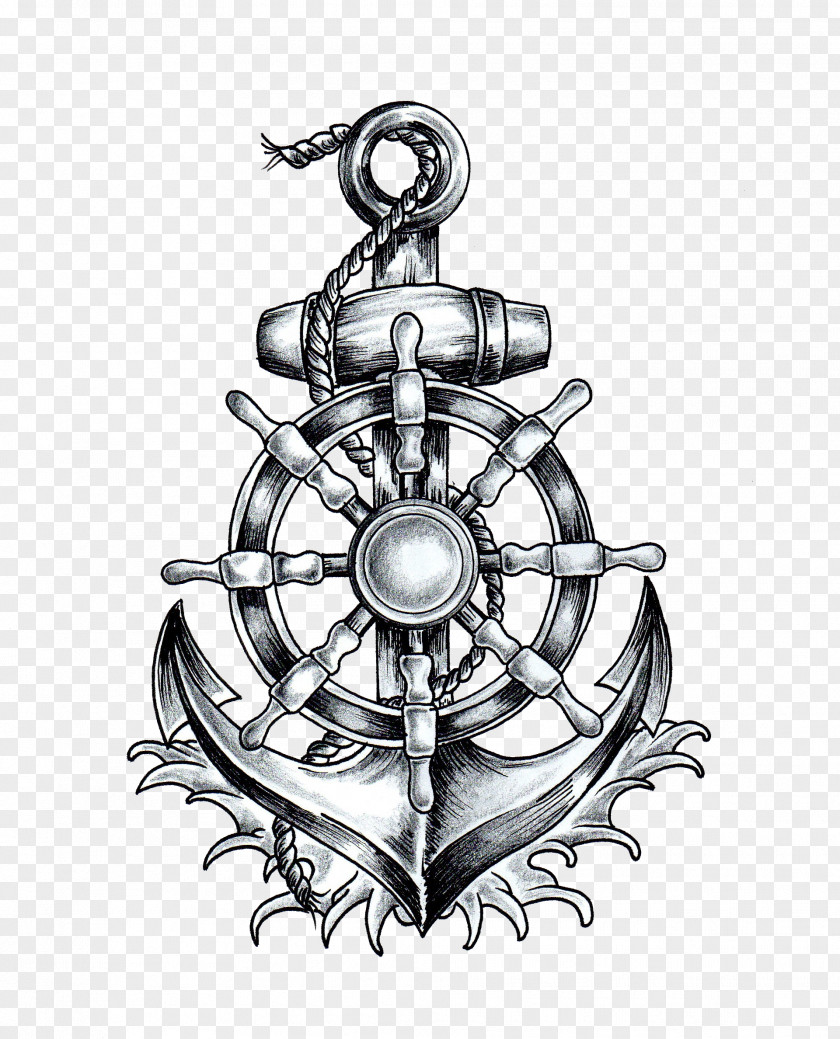 Anchor T-shirt Ship's Wheel Tattoo Drawing PNG