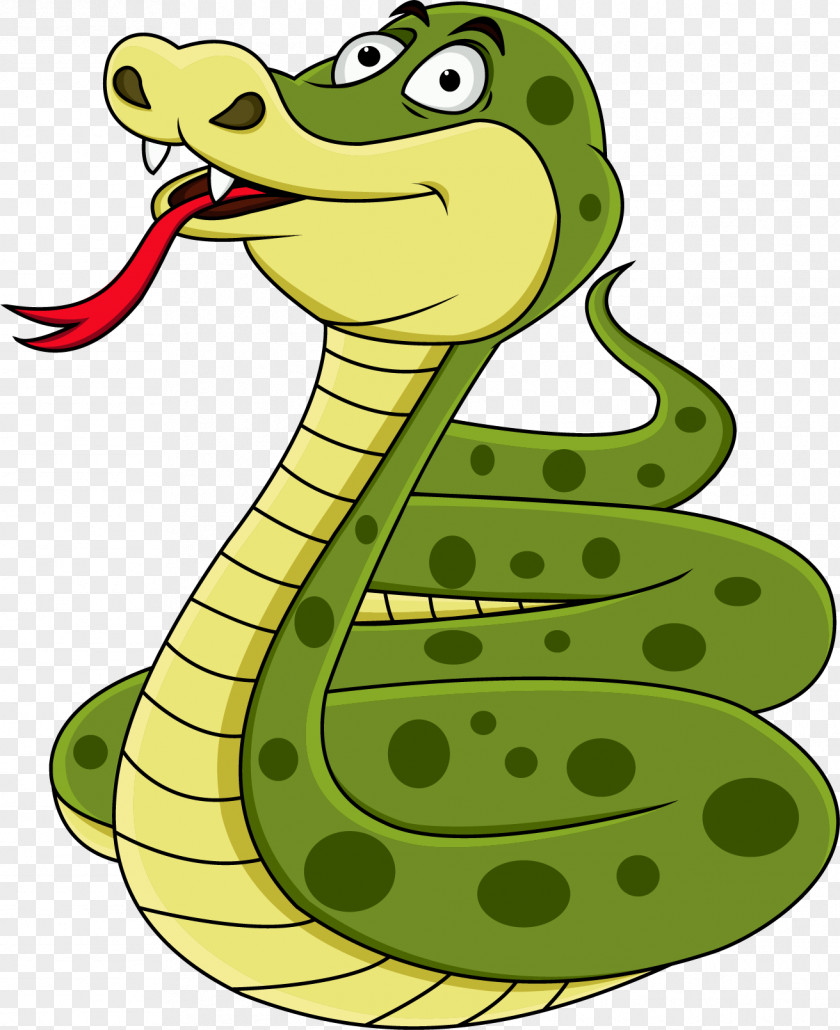 Vector Painted Green Snake Royalty-free Cartoon Clip Art PNG