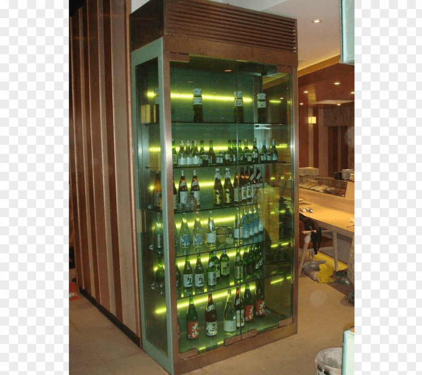 Freezer Shelf Glass Liquor Display Case Bottle Shop PNG