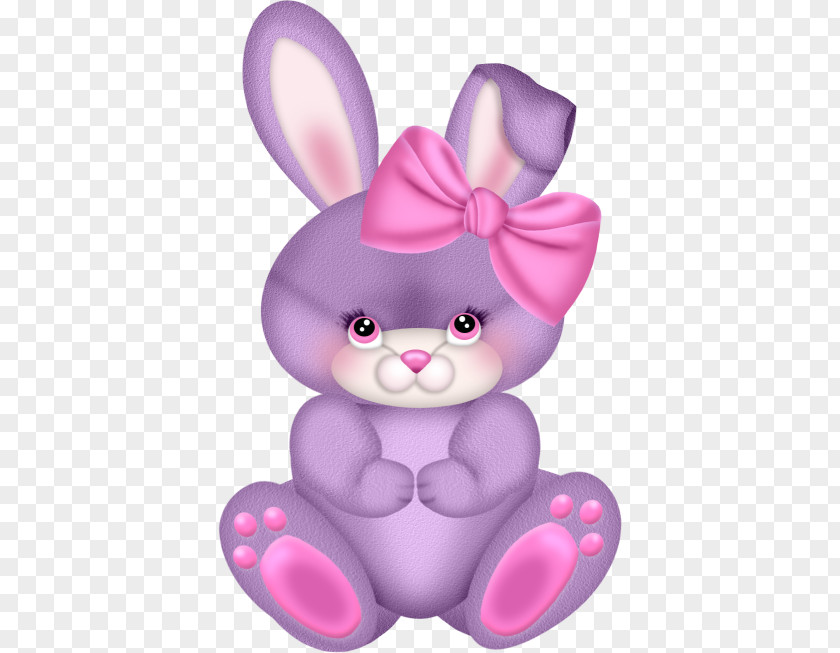 Beautiful Purple Bow Easter Bunny Rabbit Egg Clip Art PNG