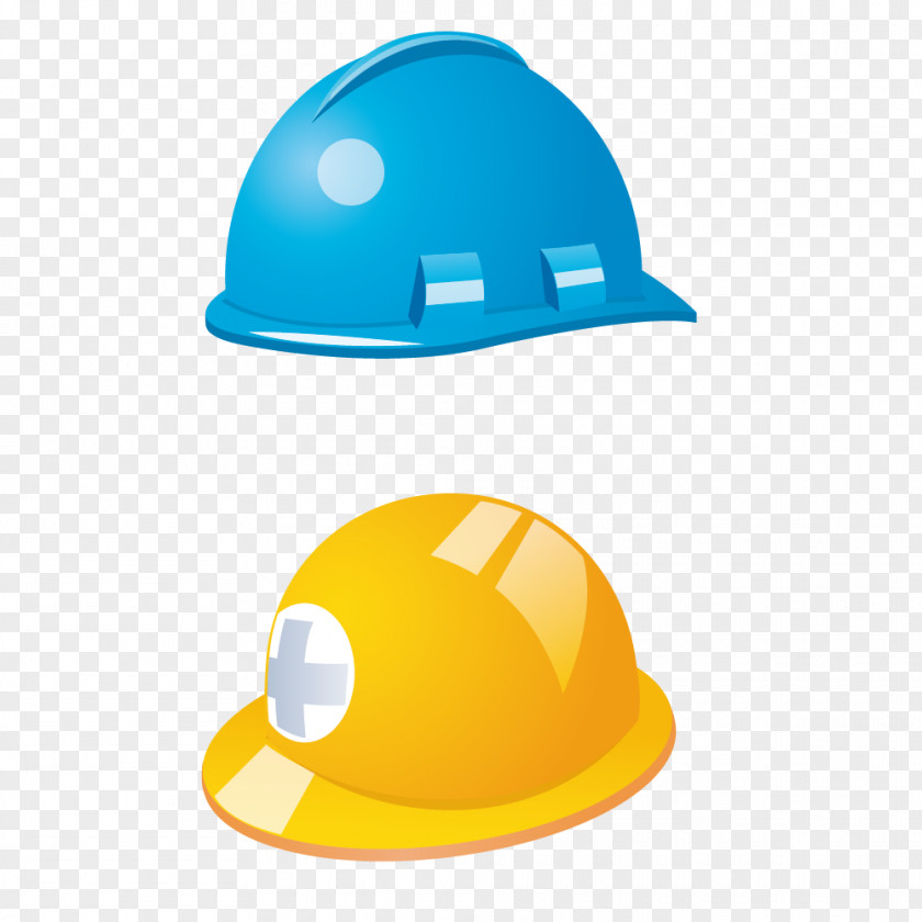 Yellow Blue Helmet Material Hard Hat PNG