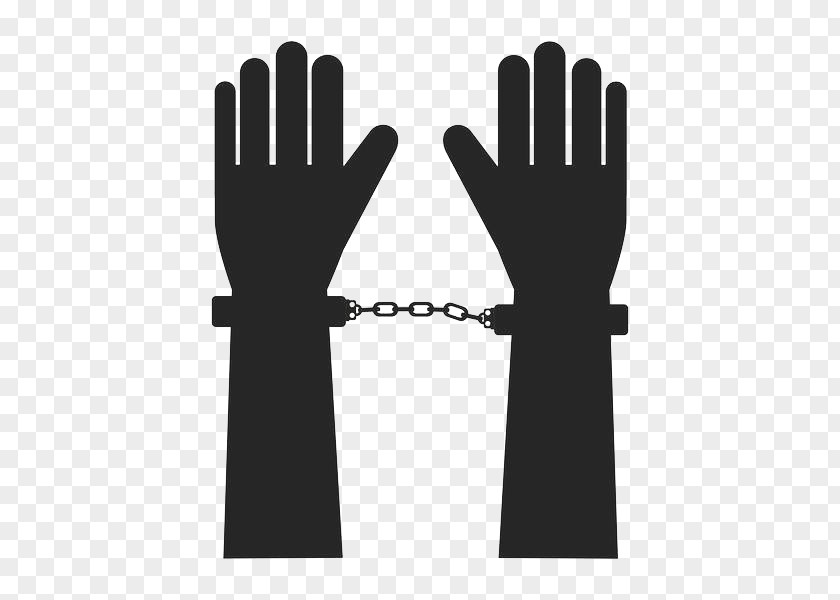 Black In Handcuffs Silhouette Glove Illustration PNG
