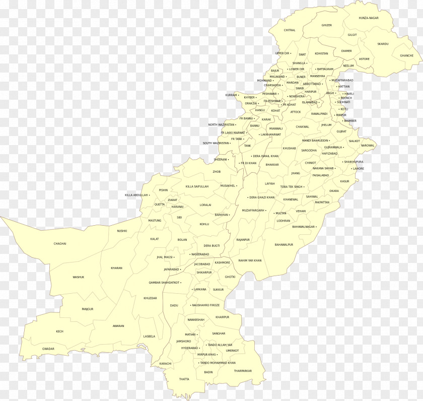 Pakistan Subdistrict Administrative Division Map PNG