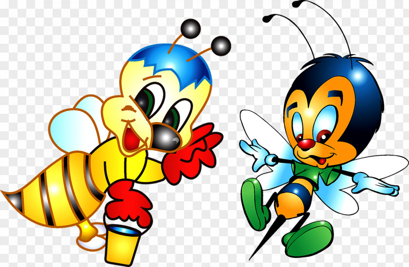 Cartoon Bee Honey Beehive PNG