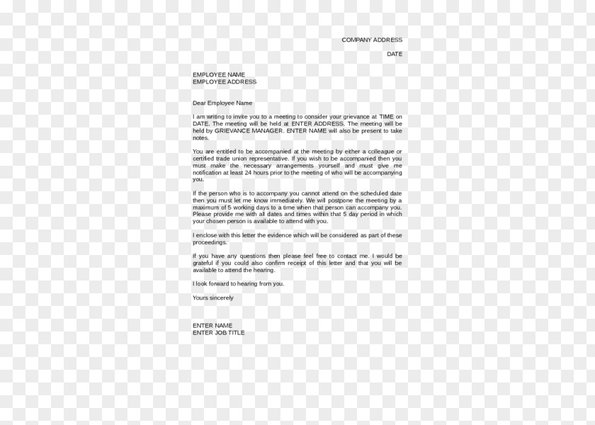 Invitation Letter Document Grievance Template Of Resignation PNG