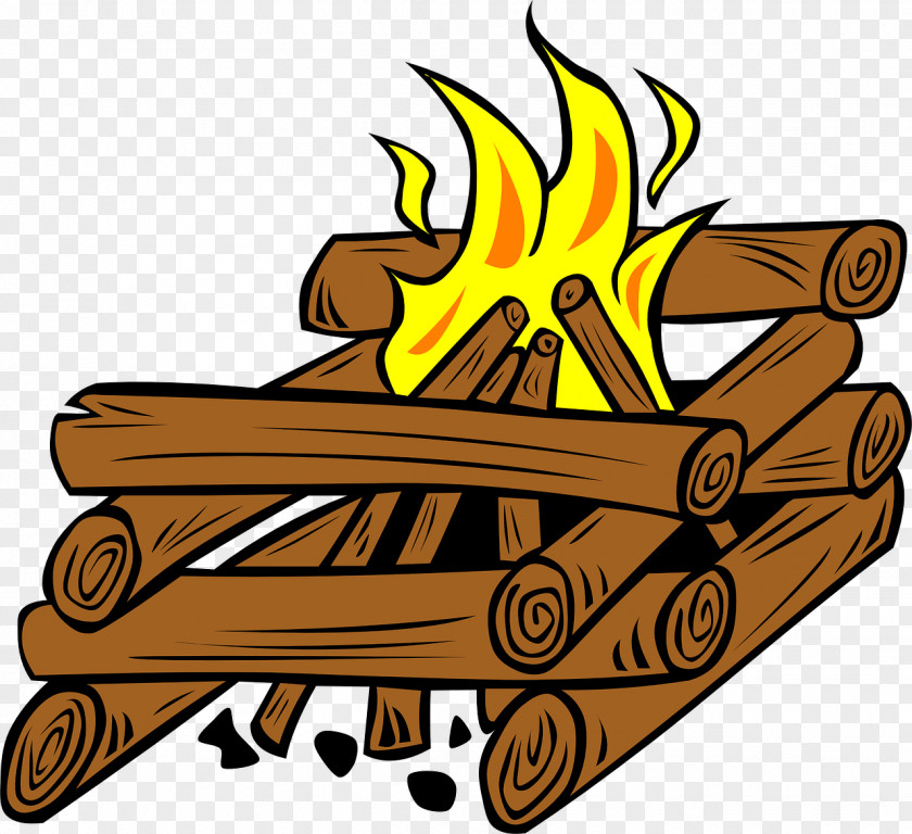 Burning Wood Log Cabin Campfire Camping Clip Art PNG